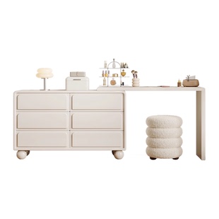 转角梳妆台斗柜一体卧室现代简约2025新款床尾柜l型化妆桌收纳柜