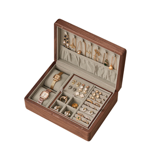 实木首饰收纳盒轻奢高档带锁金器存放手饰品黄金珠宝项链盒子木质