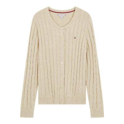 Tommy女装羊毛混纺绞花针织开衫