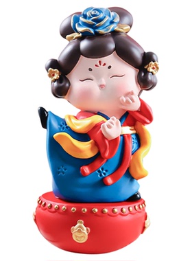 创意国潮唐宫赋不倒翁侍女摆件
