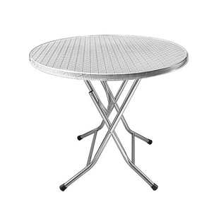 全不锈钢折叠圆桌方桌家用吃饭聚餐户外野餐烧烤排档简约折叠收纳