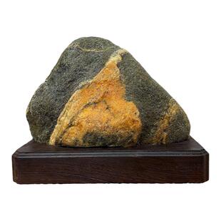 天然泰山石敢当保真主脉原石黄金纹靠山石补角挡冲靠山石室内摆件