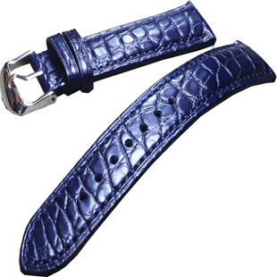稀少深蓝色鳄鱼皮18mm19mm20mm21mm22mm真皮美洲鳄鱼皮表带定制