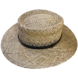 小辣椒同款纯手工宝草编织草帽女夏天法式英伦镂空礼帽遮阳帽子潮
