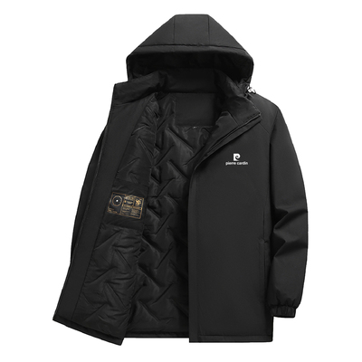 皮尔卡丹冬季连帽防水羽绒棉服男