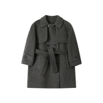 OPCP儿童双面羊绒大衣秋冬新款女童英伦呢子外套全羊毛男童中长款