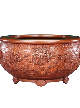 紫铜《龙纹聚宝盆》摆件铜缸礼品