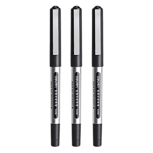 得力直液式走珠笔中性笔黑色办公室签字考试专用笔子弹头针管型速干大容量水性笔圆珠碳素笔官方旗舰店正品