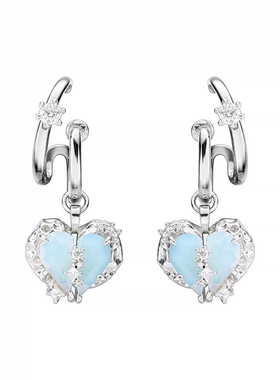 小众设计感项链浅蓝爱心高级感女