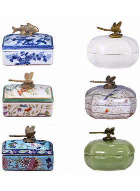 欧式美式法式装饰盖盒黄铜摆件西