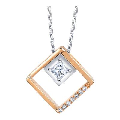 周生生小方糖女款钻石套链