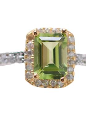 手作风天然纯银宝石镀金开口戒指