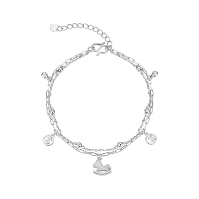 明牌珠宝摇钱小马驹铂金手链