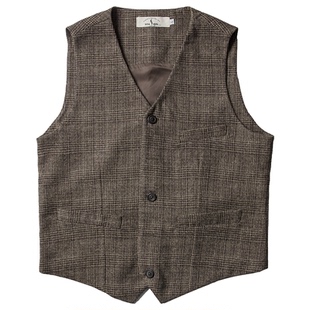 SOARIN复古英伦风格子马甲男 浴血黑帮商务休闲修身西装背心马夹