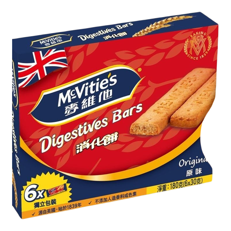 麦维他手指消化饼原味薄脆饼干零食饼干消化饼干手指30克x6x2进口