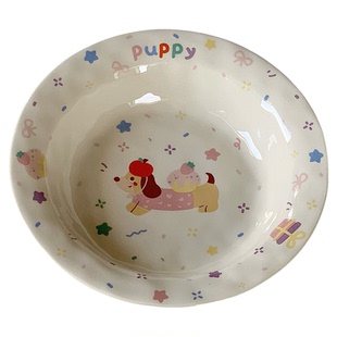 乃栗可爱网红腊肠狗陶瓷碗高颜值家用斗笠碗面碗汤碗甜品碗酸奶碗