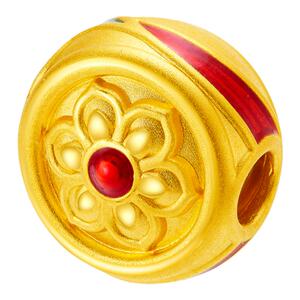 兴隆黄金宝相花手链女 999足金莲花转运珠5D微硬金国潮路路通手串