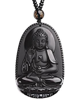 高档情侣黑曜石本命佛吊坠