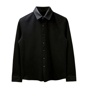 休闲复古加绒磨毛厚衬衣男长袖冬季极简商务风保暖毛呢衬衫外套男