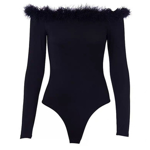 BERAN复古小圆领性感胸前镂空挖洞高腰短款螺纹长袖T恤上衣打底衫