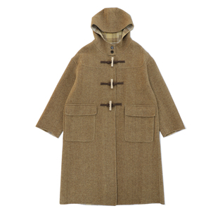 精分 一封冬日来信 牛角扣学院风羊毛人字纹连帽木扣双面呢大衣