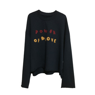 TYJR秋季新款2025韩版宽松圆领刺绣字母长袖短款T恤卫衣女53818