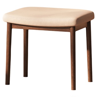 化妆凳实木马鞍凳家用梳妆台凳子女生卧室中古风方板凳椅子化妆椅