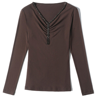 2026新款网纱紧身舞蹈上衣女款春季高端打底T恤长袖交谊舞上衣女