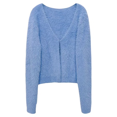 软糯针织开衫套装毛茸仿水貂绒