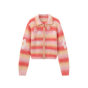 【美依礼芽同款】wigglewiggle26年笑脸花绵羊毛氛围百搭毛衣开衫