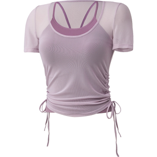 瑜伽服上衣女夏季绝美健身衣运动普拉提训练套装短袖罩衫2026新款