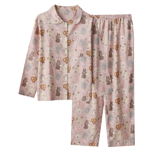 可爱卡通考拉小狗睡衣女款春秋季纯棉磨毛绒布长袖长裤家居服套装