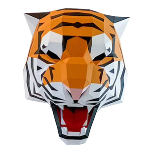 动物凶猛老虎头套搞怪老虎面具纸艺DIY纸模全脸舞会演出表演道具