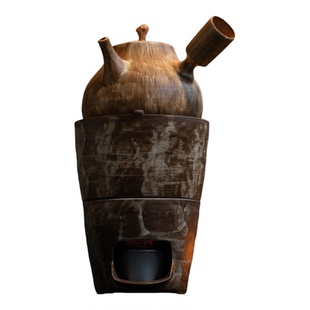 向美野拙手工粗陶煮茶壶复古侧把壶温茶炉套组家用煮水壶酒精炉