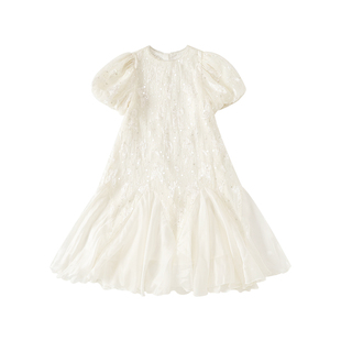 淘町女童裙子洋气白色礼服连衣裙夏季新款大童千金公主裙A字裙女