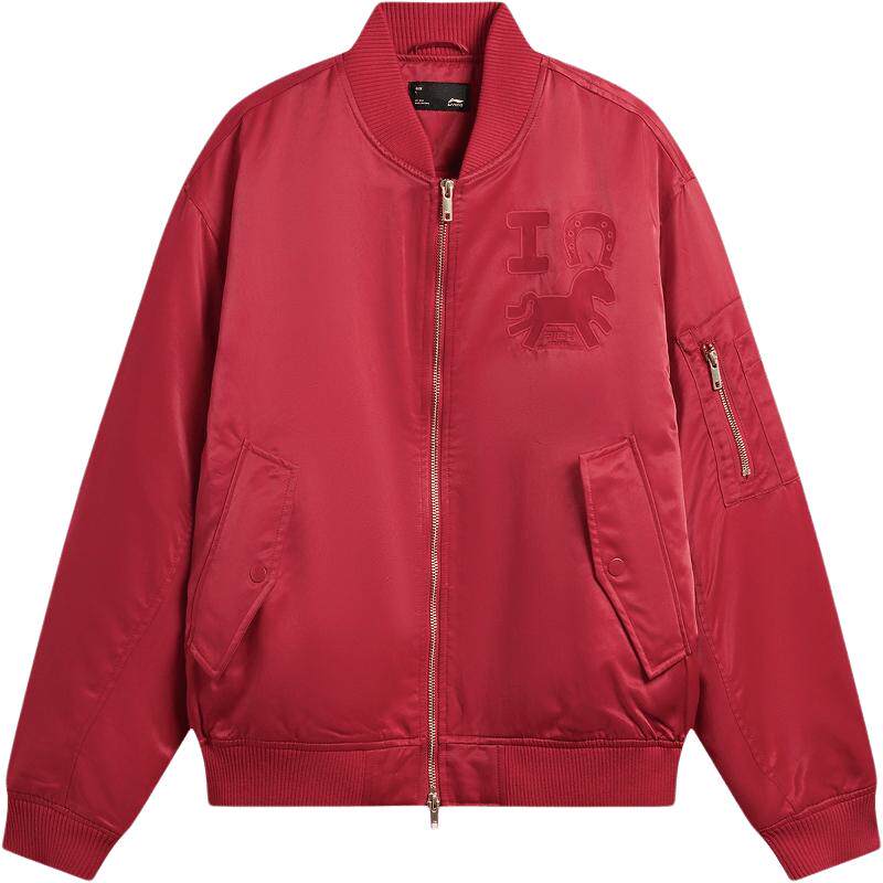 李宁马上有钱情侣红色棉服