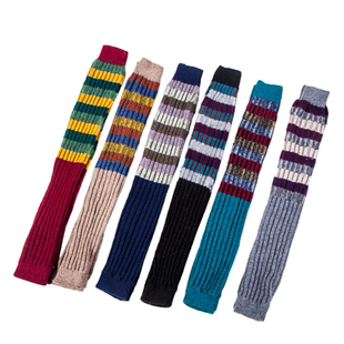 秋冬保暖加长袜套女针织护腿套过膝脚套靴套毛线加厚拼色堆堆袜套