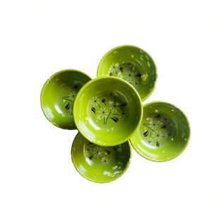 T201绿碗餐具密胺碗美耐皿碗绿色带花仿瓷碗绿饭碗小碗汤碗小饭碗