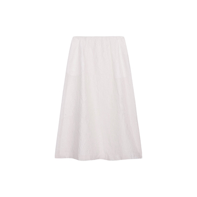 白色提花半身裙松紧腰蓬蓬裙子