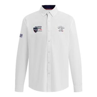 勇士鲨鱼高端品牌2025秋季新款新郎结婚红色长袖洋气刺绣衬衫男款