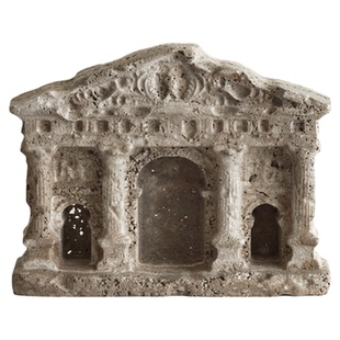 栗石【墟殿】欧式古罗马洞石建筑雕塑摆件侘寂家居桌面艺术装饰品