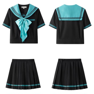 东京岁时记jk原创正版黑撞绿日系短袖水手服女夏校供制服上衣