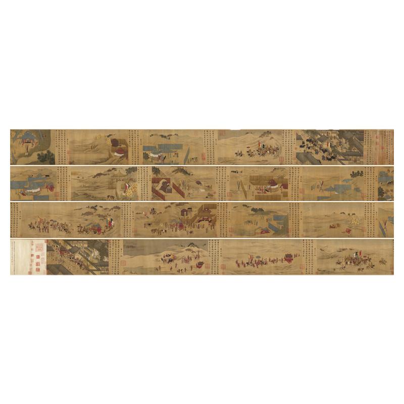 古代书法人物国画胡笳十八拍文姬归汉图卷复制品真迹微喷宣纸装饰