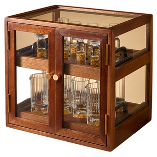 中式家用水晶玻璃白酒杯分酒器套装置物架精致喝酒专用一口杯酒具