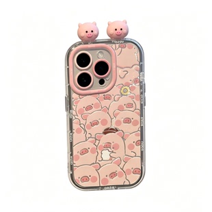 可爱猪猪适用iPhone17promax羽纱手机壳可爱适用小米17小众简约适用华为Pura90全包适用OPPOReno16精孔保护壳