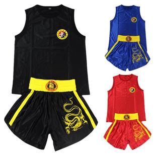 散打训练服拳击服搏击格斗短裤儿童少儿男女龙服套装服装泰拳衣服