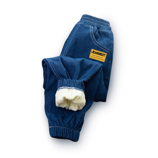 真维斯童装男童裤子秋冬款男大童2025新款加绒长裤儿童秋季牛仔裤