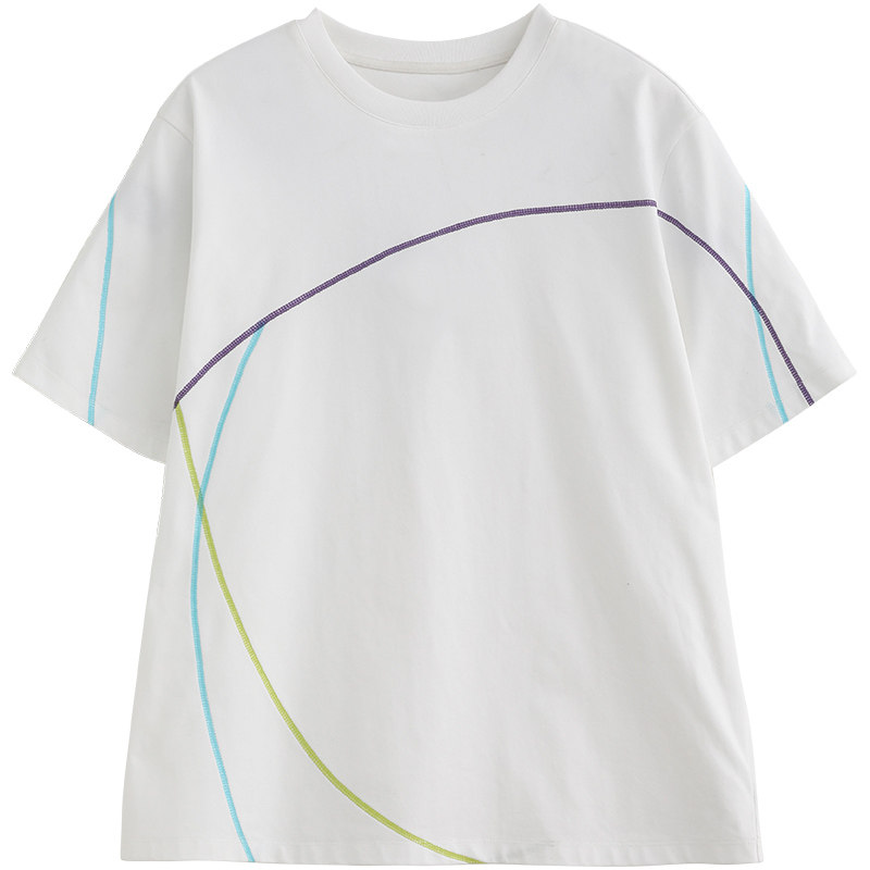 诺诺公主S1N初中生2026夏季新款线条短袖T恤女青少年户外运动上衣