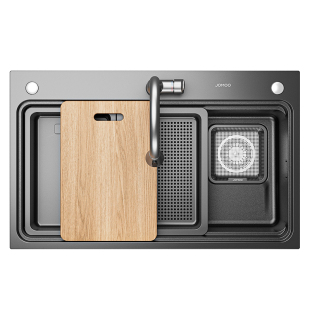 九牧魔法师厨房水槽大单槽洗菜盆304不锈钢枪灰锻打纹加厚台下盆