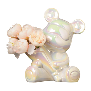 暴力熊情绪稳定小花瓶摆件插花高级感电视柜装饰品客厅氛围感好物